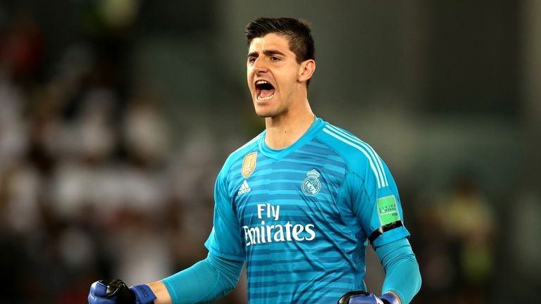 Thibaut Courtois during the FIFA Club World Cup UAE 2018 Final between Al Ain and Real Madrid at the Zayed Sports City Stadium on December 22, 2018 in Abu Dhabi, United Arab Emirates.