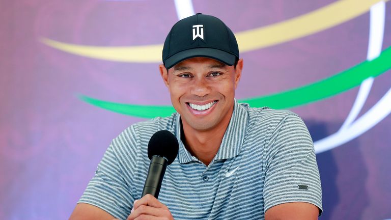MEXICO CITY, MEXICO - FEBRUARY 20: Tiger Woods speaks to the press during a press conference as part of the World Golf Championships-Mexico Championship at Club de Golf Chapultepec on February 20, 2019 in Mexico City, Mexico. (Photo by Hector Vivas/Getty Images)
