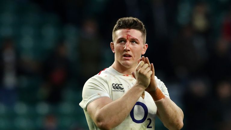 Tom Curry was patched up by England's medical staff