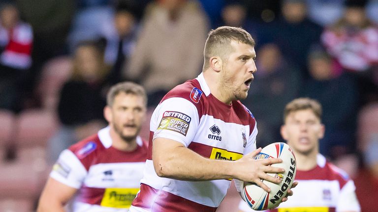 Tony Clubb attacking for Wigan Warriors