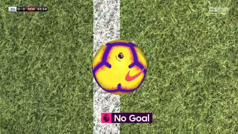Christian Eriksen's flicked effort was just cleared off the line by Fabian Schar in the second half, confirmed by the goal decision system (GDS)