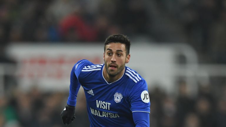 Cardiff player Victor Camarasa in action during the Premier League match between Newcastle United and Cardiff City at St. James Park on January 19, 2019 in Newcastle upon Tyne, United Kingdom. 