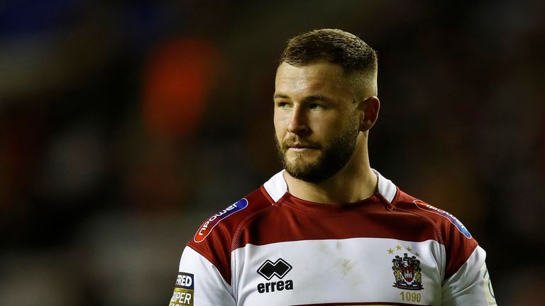 Wigan Warriors Zak Hardaker in action against Leeds Rhinos, during the Betfred Super League match at the DW Stadium, Wigan. PRESS ASSOCIATION Photo. Picture date: Friday February 8, 2019. See PA story RUGBYL Wigan. Photo credit should read: Martin Rickett/PA Wire. RESTRICTIONS: Editorial use only. No commercial use. No false commercial association. No video emulation. No manipulation of images.