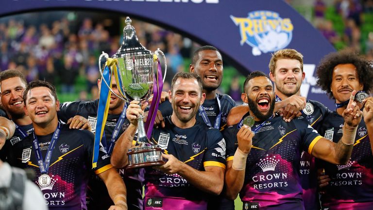 Melbourne Storm celebrate after beating Leeds Rhinos to win 2018 World Club Challenge