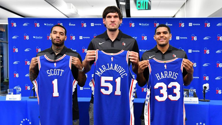 Tobias Harris meets the media as a member of the Philadelphia 76ers