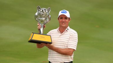 Scott Hend celebrates winning the Maybank Championship in Kuala Lumpur