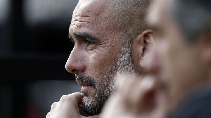 Pep Guardiola prior to kick-off at Craven Cottage