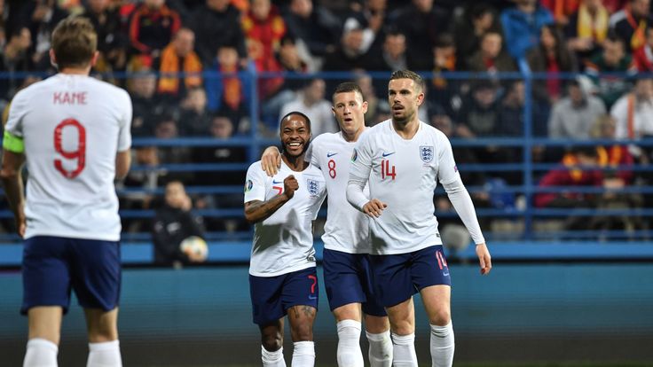 Raheem Sterling celebrates during England&#39;s win over Montenegro