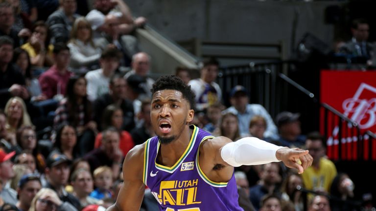 Donovan Mitchell initiates the Jazz offense against Washington
