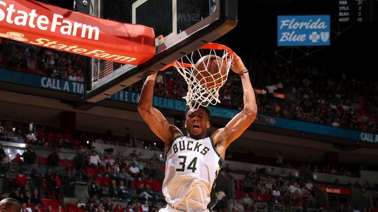 Giannis Antetokounmpo dunks with authority against Miami