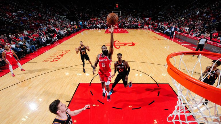 James Harden lofts a floater against Phoenix