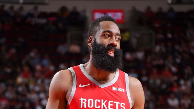 James Harden in action for the Rockets against the Denver Nuggets