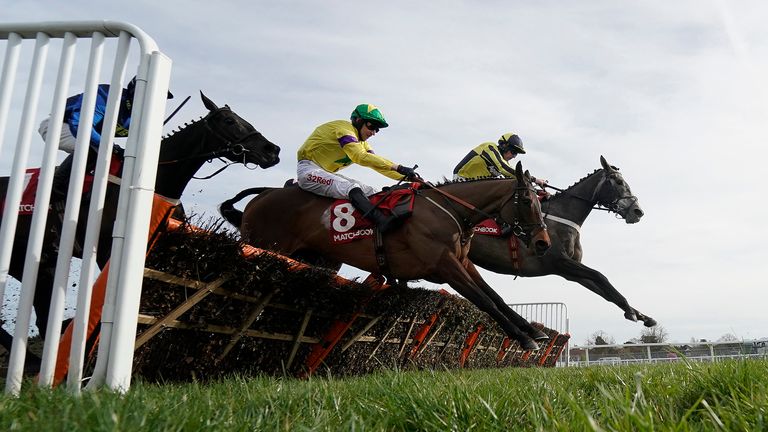 Sam Twiston-Davies riding One For Rosie (right) clear the last in front