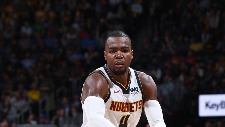 Paul Millsap in action for the Nuggets against Minnesota