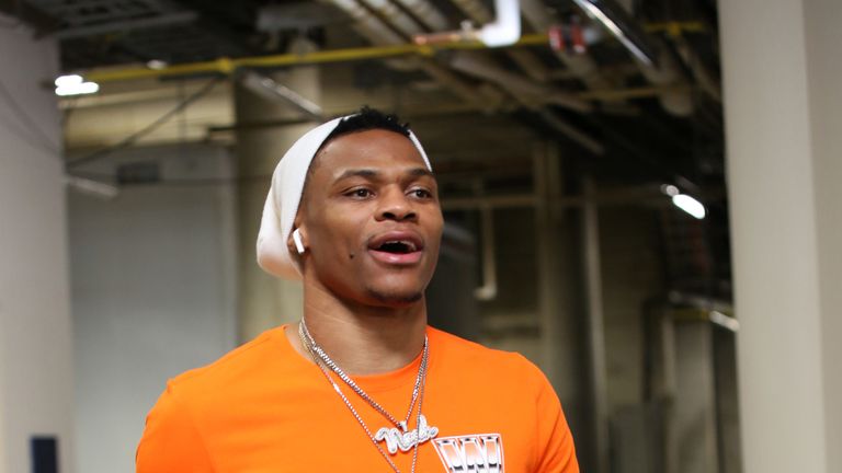 Russell Westbrook pictured entering the Utah Jazz's Vivint Smart Home Arena