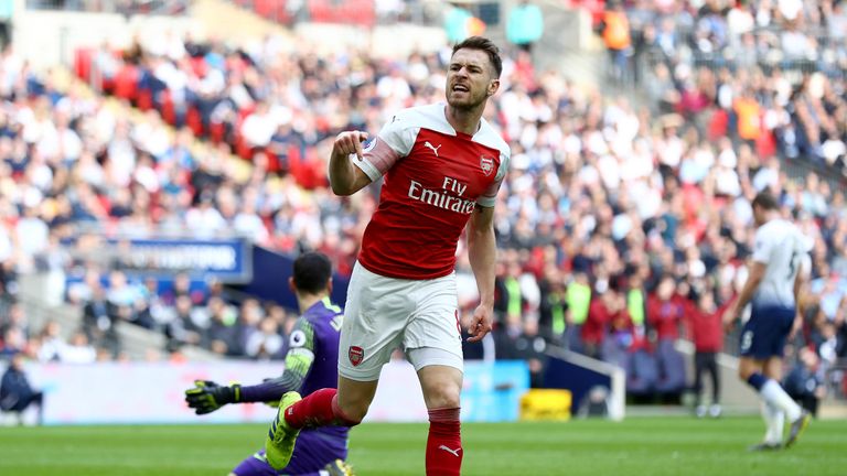 Aaron Ramsey celebrates putting Arsenal 1-0 up