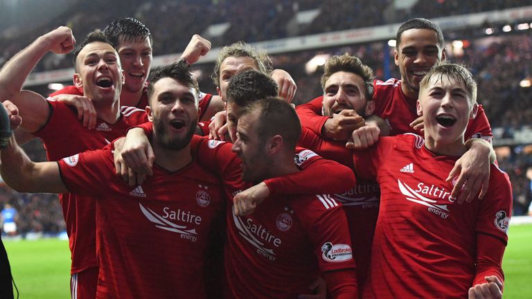 Aberdeen celebrate their Scottish Cup quarter-final win over Rangers