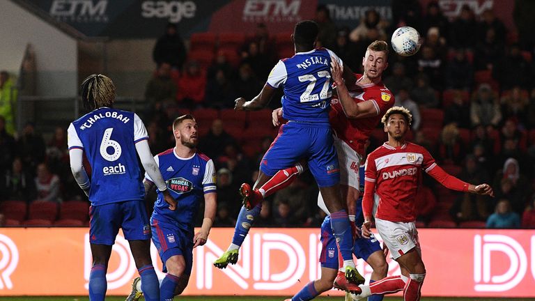 BRISTOL, ENGLAND - MARCH 12: during the Sky Bet Championship match between Bristol City and Ipswich Town at Ashton Gate on March 12, 2019 in Bristol, England. (Photo by Harry Trump/Getty Images)