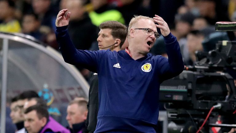 Scotland's Alex McLeish gestures on the touchline during the UEFA Euro 2020 Qualifying, Group I match at the Astana Arena. PRESS ASSOCIATION Photo. Picture date: Thursday March 21, 2019. See PA story SOCCER Kazakhstan. Photo credit should read: Adam Davy/PA Wire. RESTRICTIONS: Use subject to restrictions. Editorial use only. Commercial use only with prior written consent of the Scottish FA.