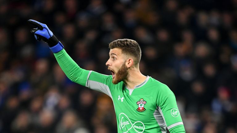 Southampton goalkeeper Angus Gunn during the Carabao Cup fourth round match at The King Power Stadium