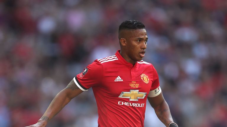 Antonio Valencia in action for Manchester United in the FA Cup final 2018