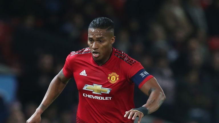 Antonio Valencia in action for Manchester United in the Champions League