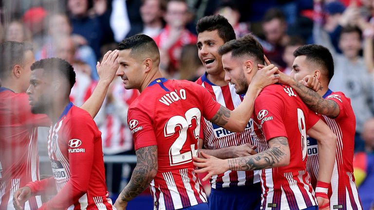 Atletico celebrate their win over Leganes
