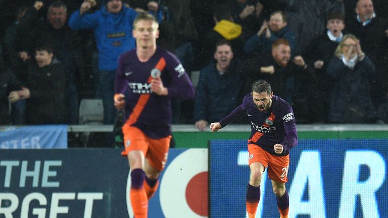 Bernardo Silva celebrates Manchester City's first goal