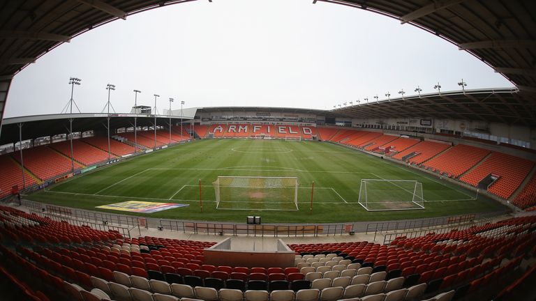 during the Sky Bet League One match between Blackpool and Northampton Town at Bloomfield Road on April 10, 2018 in Blackpool, England.