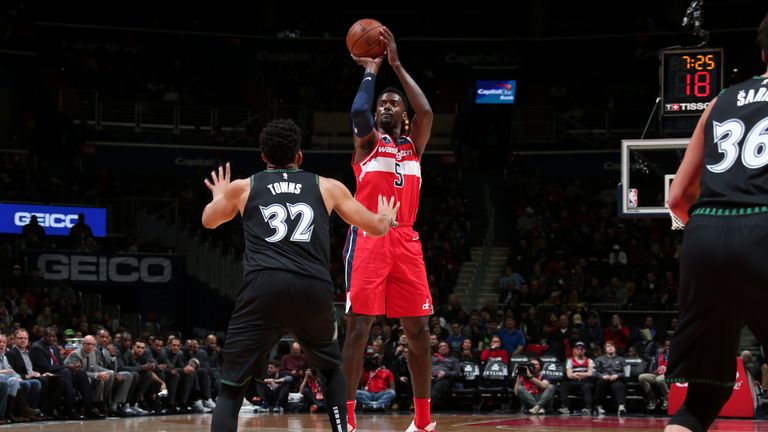 Bobby Portis #5 of the Washington Wizards shoots the ball against the Minnesota Timberwolves on March 3, 2019 at Capital One Arena in Washington, DC.