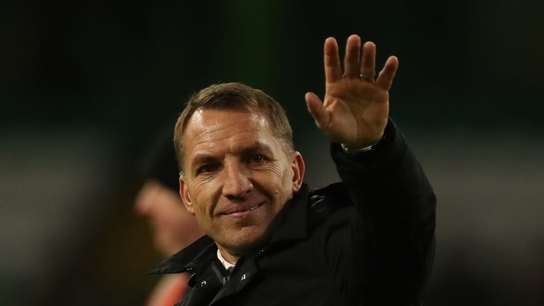 GLASGOW, SCOTLAND - FEBRUARY 06: Celtic manager Brendan Rodgers is seen during the Ladbrokes Premiership match between Celtic and Hibernian at Celtic Park on February 6, 2019 in Glasgow, United Kingdom. (Photo by Ian MacNicol/Getty Images)