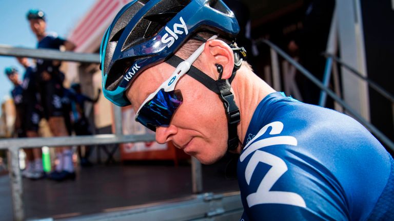 Chris Froome crashed on the second stage of the Tour of Catalunya 