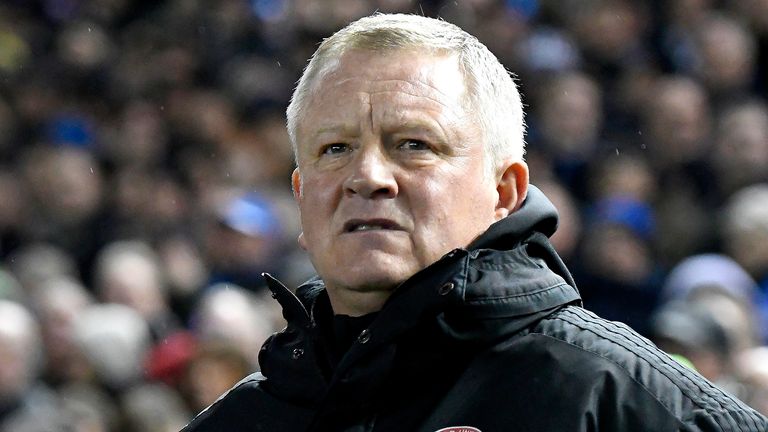 Chris Wilder, Manager of Sheffield United looks on prior to the Sky Bet Championship match between Sheffield Wednesday and Sheffield United at Hillsborough Stadium on March 04, 2019 in Sheffield, England.
