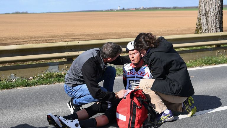 Warren Barguil suffered a fractured vertebrae after crashing on stage 2 of Paris-Nice