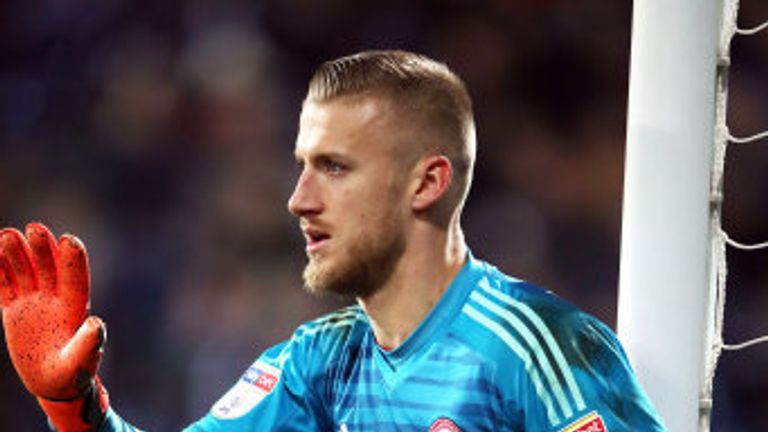 Brentford goalkeeper Daniel Bentley instructs his team-mates during the Skybet Championship match at The Hawthorns, West Bromwich. PRESS ASSOCIATION Photo. Picture date: Monday December 3, 2018. See PA story SOCCER WBA. Photo credit should read: Nick Potts/PA Wire. RESTRICTIONS: EDITORIAL USE ONLY No use with unauthorised audio, video, data, fixture lists, club/league logos or "live" services. Online in-match use limited to 120 images, no video emulation. No use in betting, games or single club/league/player publications.