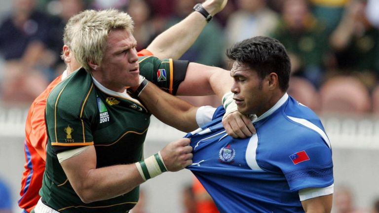 Former Samoa lock forward Daniel Leo, right, has hit out at World Rugby's plans