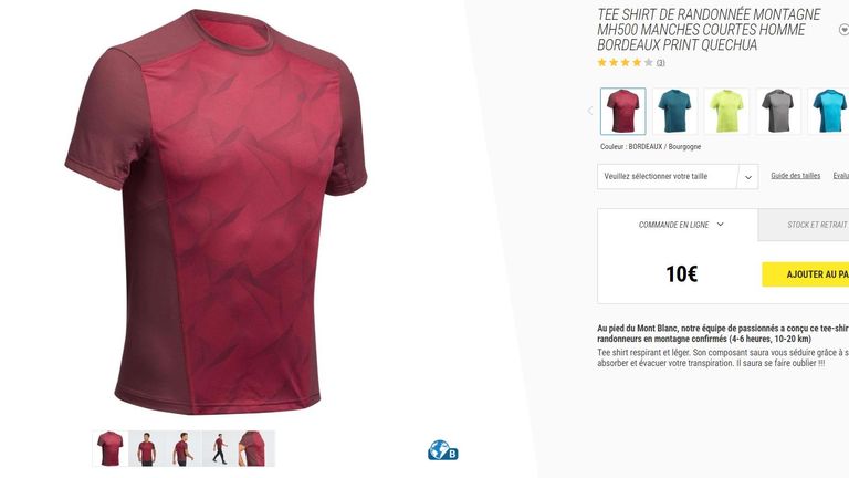 The shirt worn by Venezuela on Monday bore a striking resemblance to one sold by sports outlet Decathlon
