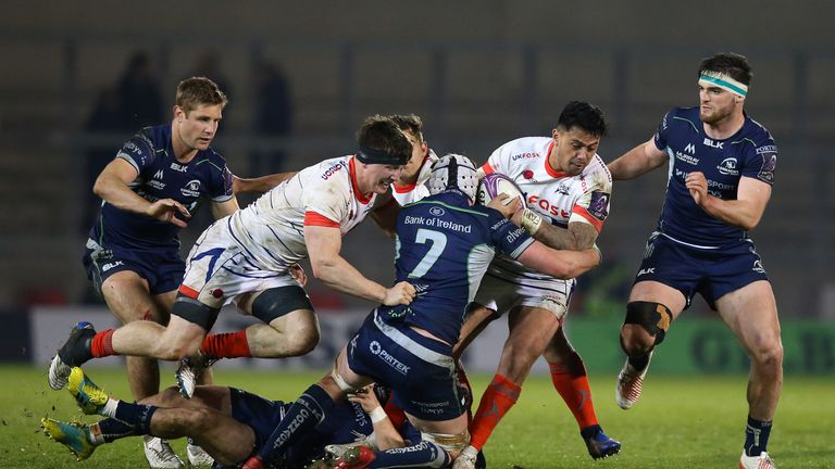 Denny Solomona was among the try scorers for the Sharks against the Irish province