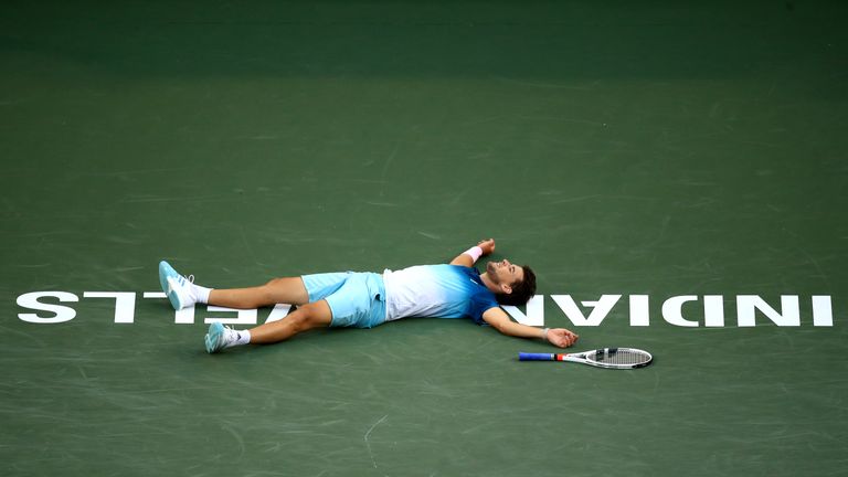 Thiem collapsed to the ground after claiming the biggest title of his career