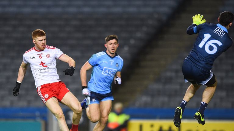 Cathal McShane scores Tyrone's first-half goal