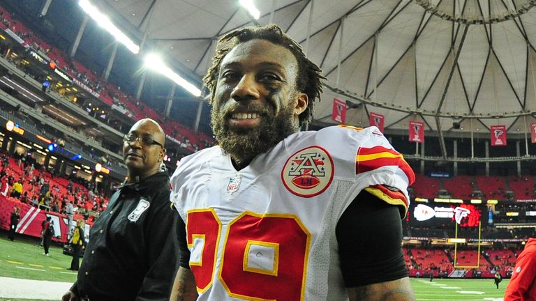 Eric Berry #29 of the Kansas City Chiefs celebrates after the game against the Atlanta Falcons at the Georgia Dome on December 4, 2016 in Atlanta, Georgia.