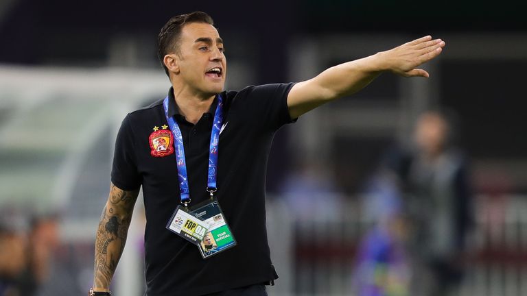 Fabio Cannavaro during the AFC Champions League Round of 16 first leg match between Tianjin Quanjian and Guangzhou Evergrande.