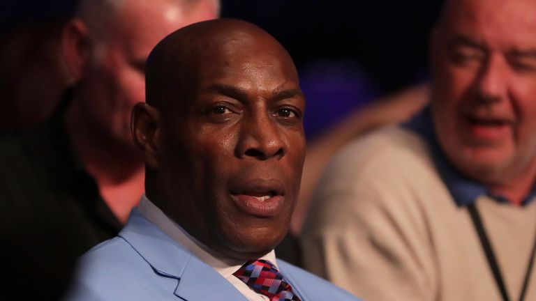 Frank Bruno at ringside for James DeGale v Chris Eubank Jr