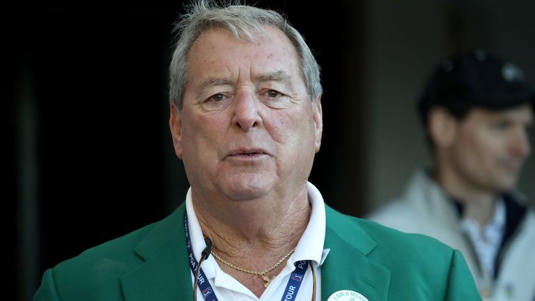 Fuzzy Zoeller during the first round of the 2017 Masters Tournament at Augusta National Golf Club on April 6, 2017 in Augusta, Georgia.