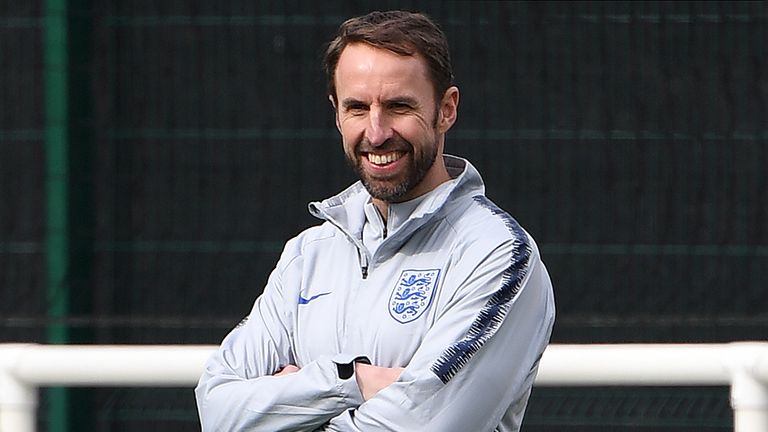 England's manager Gareth Southgate attends a England team training session at St George's Park in Burton-on-Trent, central England on March 19, 2019, ahead of their UEFA EURO 2020 qualifying football matches against the Czech Republic and Montenegro.