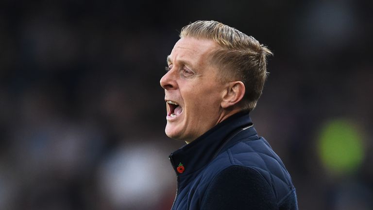 Garry Monk manager of Birmingham City gestures during the Sky Bet Championship match between Derby County and Birmingham City at Pride Park Stadium on November 3, 2018 in Derby, England. 