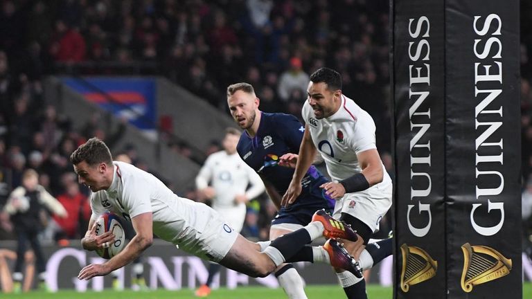 George Ford diving in for the match-levelling try