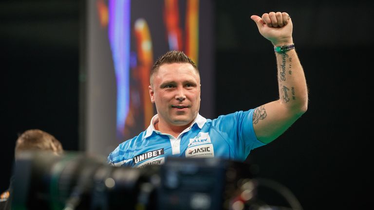 Premier League game at the BHGE Arena in Aberdeen between Mensur Suljovic and Gerwyn Price