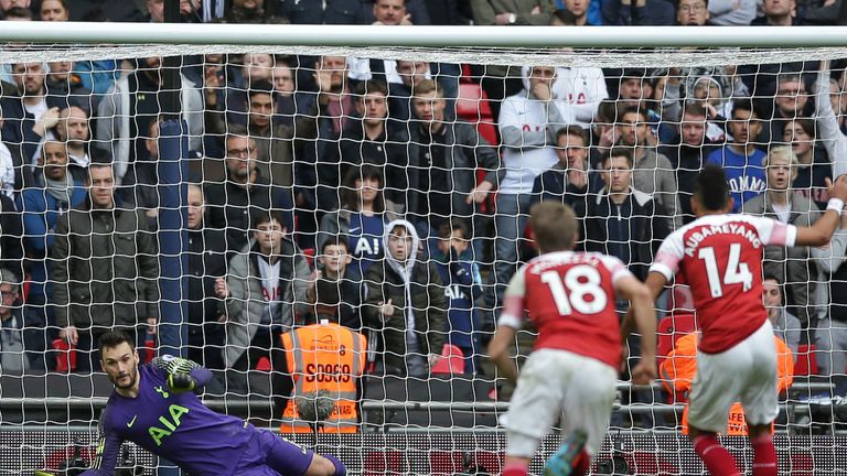 Hugo Lloris saves Pierre-Emerick Aubameyang's penalty