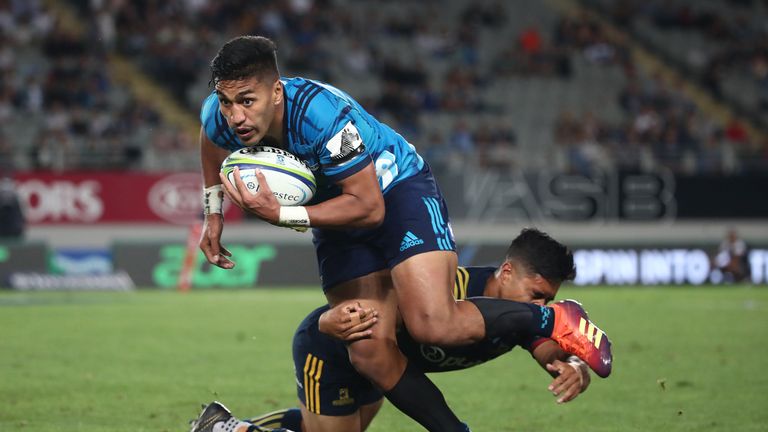 Rieko Ioane notched two tries as the Blues beat the Highlanders in Super Rugby on Friday